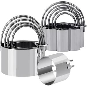 Vunanvu 10 Pezzi Coppapasta Tondo e Fiore Formine per Biscotti con Manico Altezza 4cm Stampi Biscotti in Acciaio Inossidabile Coppa Pasta Professionali per Torte Biscotti Dessert e DIY