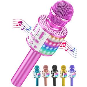 MicQutr Microfono Karaoke per Bambini Bluetooth Senza Fili - Microfono Portatile con Altoparlante Integrato, Luci LED e Effetto Eco, Regalo di Compleanno per Ragazzi e Ragazze 3-12 Anni