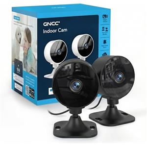 GNCC GC3 Kit 2 Telecamera WiFi Interno Fisso, Solo WiFi a 2,4 GHz, Videocamera Sorveglianza 1080P per Bambini/Animali, Installazione Facile, Rilevamento Movimento, Cloud e Micro SD, Plug-in, Nero