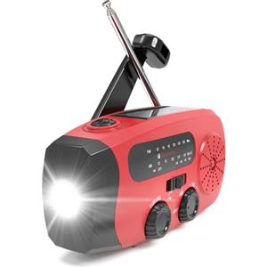 Fuhuihe Radio Solare A Carica Manuale, Radio Am/Fm Portatile Con Torcia Led E Batteria Di Funzionamento, Radio Con Manovella Power Bank Da 2000 Mah Per La Ricarica Di Emergenza Del Telefono