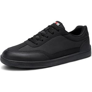 LARNMERN Scarpe da ginnastica di sicurezza da uomo antiscivolo con punta in acciaio, punta larga, scarpe da lavoro leggere traspiranti scarpe a piedi nudi comode, Nero , 45 EU