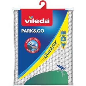 Vileda Park&Go Copriasse da Stiro Universale, in Cotone, Area Parcheggio, con Fermacorda, Grigio/Verde, 139 X 50 X 0.29 Cm