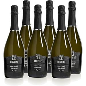 Magrine | Prosecco DOC Extra Brut "Il Gusto più Raffinato e Moderno" Vino Spumante Italiano Metodo Martinotti Prosecco DOC di Treviso con Uve 100% Glera 6 Bottiglie da 750 mL