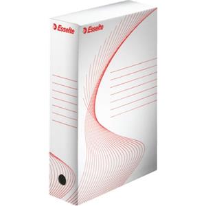 Esselte Boxy 80 Scatola Archivio - 25 x 35 x 8 cm, per Documenti F.to A4, Riciclabile al 100%, Certificato FSC, Confezione da 10 Pezzi, Bianco - 128003