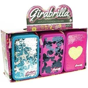 Nice Girabrilla Astuccio 3 Piani con Paillettes e Materiale Scolastico Assortito