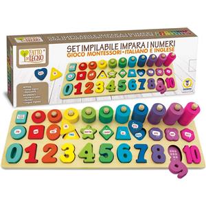 Teorema Giocattoli 40559 - Set Impilabile in Legno per Imparare i Numeri, Educativo e Sicuro