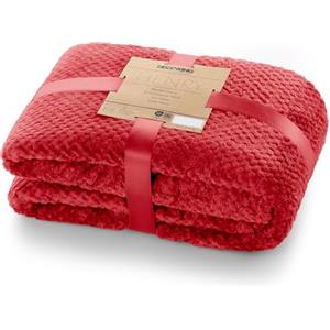 DecoKing Coperta Plaid Pile 70x150 cm per Letto Singolo Calda Accogliente e Spessa in Morbido Velluto Stile Scandinavo Per Letto Divano Sedia Tutte le Stagioni Rosso Henry