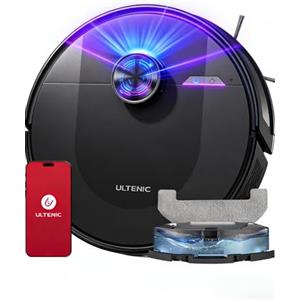 Ultenic Robot Aspirapolvere Lavapavimenti con LiDAR, 8000Pa, 180Min, Design Ultracompatto, Mappe Multilivello, Auto-Boost Tappeti, Controllo App/Alexa