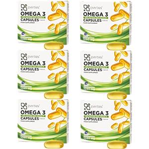 EMYTAN Omega 3 Olio di Pesce 180 Capsule Softgel di Omega-3 (Scorta 6 Mesi), 1080mg Ad Alto Dosaggio, 535mg EPA/268mg DHA, Fonte di Acidi Grassi Essenziali Omega3, Olio di Pesce Puro Fish Oil