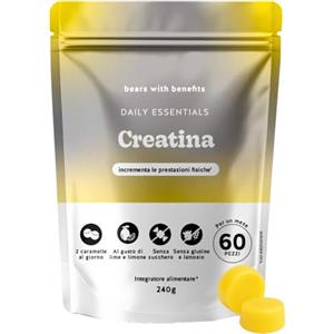 Bears with Benefits Creatina 3000mg Gummies - Daily Essentials - Performance Fisica - Creatina Monoidrata - 60 Pezzi (1 mese) - Senza Zucchero, Vegan - Bears with Benefits