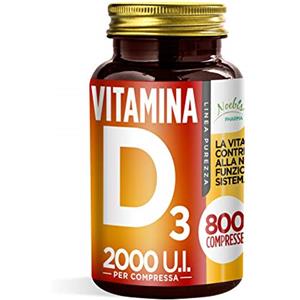 Noebis Pharma Vitamina D3 2000 UI - 800 Compresse - 50 mcg di Vit D per 1 Compressa - Integratore Vitamin D3 ad Alto Dosaggio - Colecalciferolo Vitamina D per Ossa, Denti, Muscoli e Difese Immunitarie