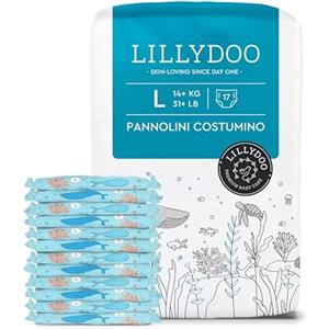 LILLYDOO Pannolini costumino LILLYDOO monouso, delicati sulla pelle, per bambini taglia L (14+ kg), confezione da 17 pezzi, con fantasia sottomarina - pannolini per una protezione sicura in acqua