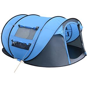 Outsunny Tenda da Campeggio Pop Up per 4 Persone, Tenda Campeggio Familiare 4 Posti 2000mm con Porta, Finestre Laterali e Borsa di Trasporto, Anti UV 20+, 263.5x220x123 cm, Blu
