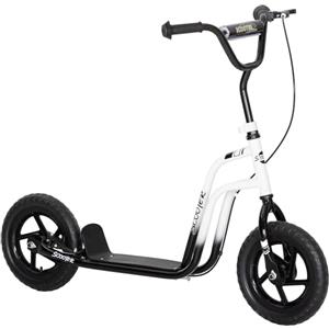 AIYAPLAY Monopattino per Bambini 5-12 Anni con Ruote Grandi da 30cm e Manubrio Regolabile, Scooter per Bambini in Acciaio con Freno Posteriore, Cavalletto, Bianco e Nero