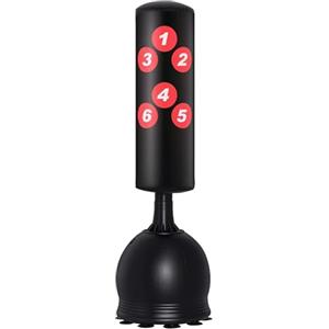 HOMCOM Sacco da Boxe da Terra, Sacco da Pugile per Adulti e Bambini, Fit Boxe Arti Marziali (50x50x165cm)