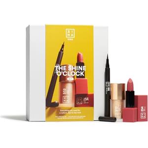 3INA MAKEUP - The Shine O'Clock Kit - Set Trucco - 24h Pen Eyeliner 900 + No-Rules Cream 512 + Lipstick 254 - Eyeliner Nero + Illuminante + Rossetto Rosa - Vegan - Cruelty-Free