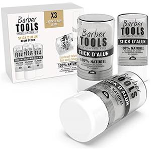 BARBER TOOLS Set di 3 Sticks Deodoranti 60gr - Pietra di allume - 100% naturale - Senza parabeni né cloridrato di alluminio/Efficace contro i tagli da rasatura - BARBER TOOLS -