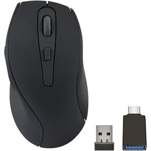 Speedlink AXON silent Mouse wireless - Mouse per PC senza fili, clic silenzioso, con batteria ricaricabile USB-C, superficie gommata antibatterica, ergonomico, 2,4 GHz, fino a 1600 dpi, nero