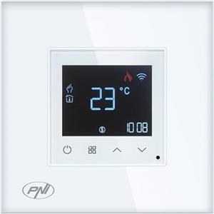 PNI Termostato intelligente PNI CT25W WiFi per impianti di riscaldamento a gas, montaggio ad incasso, 16A, controllo dall'applicazione Tuya Smart, programmazione giornaliera, modalità manuale/automatica,