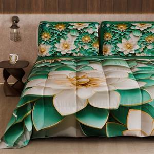 PETTI Artigiani Italiani - Trapunta Invernale, Piumone Invernale, Trapunta Matrimoniale Double Face Tinta Unita e Stampa Digitale Floreale 05 7, 100% Microfibra, Made in Italy