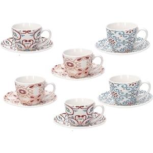 Tognana Ribeira, confezione 6 tazze caffè con piatto, New bone china, multicolor