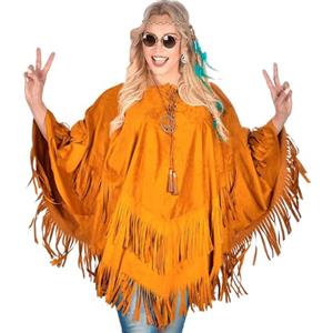 W WIDMANN MILANO Party Fashion - Costume da poncho in pelle scamosciata, costumi di carnevale per adulti, hippie, reggae, western, cowboy