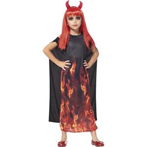 Rubie's Rubies Costume Diavolessa infuocata per bambina, Vestito, mantello e cerchietto, Licenza Ufficiale, Diavolos, Demons per Halloween, Carnevale, Cosplay e Feste