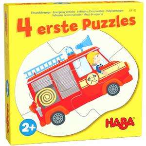 HABA 306182 - 4 Primi Puzzle - Veicoli d'uso - Puzzle da 2 Anni in su