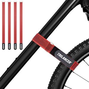 Trilancer Cinghie di Fissaggio per Portabici-Set da 4 rosso Fascette Portabici Regolabili con Chiusura a Strappo - Cinghie Ferma Bici per Trasporto in Auto o Montaggio a Parete (65 x 3,8 cm(4 Pezzi))