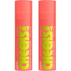 NYX Professional Makeup Fat Cheeks Juicy Blush Liquido Tonalità 01 Papaya Plump Idratante Colore Modulabile e Intenso Tenuta 12h Formula Vegana con Peptidi Olio di Lampone e Kiwi - 2 Blush da 8ml