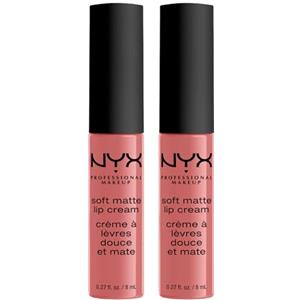 NYX Professional Makeup Soft Matte Lip Cream Tinta Labbra Tonalità Toulouse Lunga Durata Finish Matte Cremoso Leggero Colore Extra Pigmentato - 2 Rossetti da 8ml