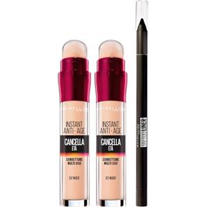 Maybelline New York Tattoo Liner Gel Pencil Matita Occhi Temperabile in Gel Colore 900 Deep Onyx + 2x Maybelline New York Il Cancella Età Correttore Liquido Multiuso Colore 02 Nude - 3 Cosmetici