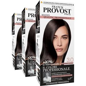 Franck Provost Tinta Permanente Riutilizzabile per Capelli con Trattamento di Bellezza Colorazione Professionale e Copertura Ottimale Lunga Durata Colore 3.0 Castano scuro - 3 Tinte