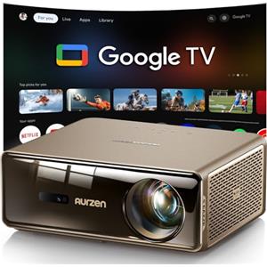 Aurzen EAZZE D1 MAX Proiettore con Google TV 14.0 & Netflix, Supporto 4K, Smart Proiettore 1000 ANSI, MEMC, Audio Dolby 20W, Autofocus & Correzione Trapezoidale, Wi-Fi/Bluetooth, Home Cinema