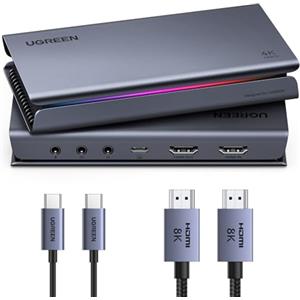 UGREEN Carta di Acquisizione Video HDMI 2.1 4K 144Hz USB 3.2 Gen 2, Carta di Cattura per Streaming e Registrazione 4K 144Hz, Uscita Loop, Compatibile con Switch 2, Xbox, PS5, PC, OBS, XSplit