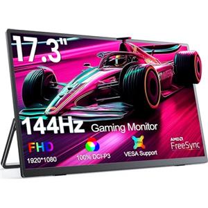 UPERFECT Monitor Portatile 17,3 Pollici 144Hz con Schermo IPS Full HD 1920 * 1080 Mini HDMI 2 USB C per PC Laptop Telefono Cellulare PS4/5 Switch Xbo, Display Mobile Compatibile con VESA