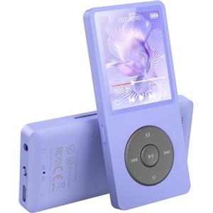 AGPTEK Lettore MP3 Bluetooth 5.3, 64GB MP3 Player con Altoparlanti Integrati - Riproduttore Musicale Portatile HiFi Lossless, FM/Registratore, Sportivo (Cuffie Non Incluse), Porpora