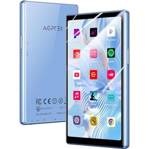 AGPTEK Lettore MP3 da 128 GB con Bluetooth e WiFi, T09 4'' Android 13 MP4 Lettore Musicale con Spotify, Audible, App Store, fino a 1 TB, Blu