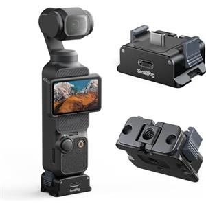 SMALLRIG Base di ricarica per DJI Osmo Pocket 3, dock di ricarica da tavolo in alluminio di tipo C con foro per vite da 1/4" e supporto pieghevole a due artigli per treppiedi/bastoni per selfie