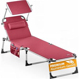 Casaria® Lettino Prendisole Pieghevole Malta 210x61cm con Tettuccio Carico Max. 180kg Sdraio da Giardino Mobili Esterno