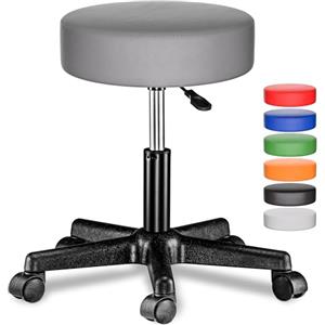 Casaria® Sgabello con Ruote Regolabile 46-60 cm in Similpelle Seduta Imbottita Sedia Girevole Sgabelli con Rotelle Sgabello Trucco Sedia Girevole