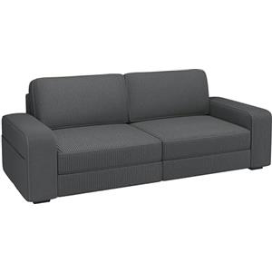 Yaheetech Divano a 2 Posti in Velluto Divanetto Imbottito con Braccioli e Schienale Sofa con Tasche Portaoggetti Laterali per Salotto Soggiorno 212 × 81.5 × 83.5 cm Grigio