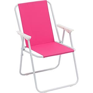Baroni Home Sedia Pieghevole da Mare, Sedia Spiaggia o Campeggio in Tela, Sedia da Esterno con Braccioli Colorata 52x44x76 cm Fucsia