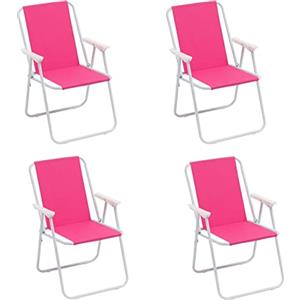Baroni Home Sedia Pieghevole da Mare, Sedia Spiaggia o Campeggio in Tela, Sedia da Esterno con Braccioli Colorata 52x44x76 cm, Set 4 Fuscia