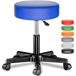 Casaria® Sgabello con Ruote Regolabile 46-60 cm in Similpelle Seduta Imbottita Sedia Girevole Sgabelli con Rotelle Sgabello Trucco Sedia Girevole