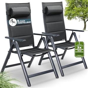 Casaria Set 2 Sedie da Giardino Schienale Regolabile 8 Livelli Supporto Lombare Alluminio Carico Max.120 kg Campeggio