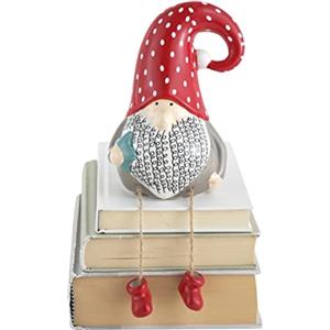 Baroni Home Soprammobile Natalizio Dipinto a Mano, Decorazione a tema Natale, Statuetta da Interno e Esterno in Ceramica, Gnomo Piccolo, 11X10X16 cm