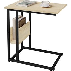 WOLTU Tavolino Laterale da Divano Piccolo Tavolo da Caffè per Salotto in MDF e Ferro Colore Quercia TS79hei