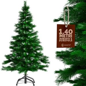 CASARIA® Albero di Natale Finto Verde Realistico 140 cm 470 Punte Incl. Base in Metallo Abete Artificiale Montaggio Rapido