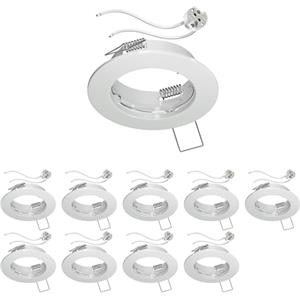 ledscom.de 10 pezzi Telaio per montaggio a soffitto FERE, rotondo, bianco lucido (LED/Alogeni/MR16/50mm) incl. presa GU5.3